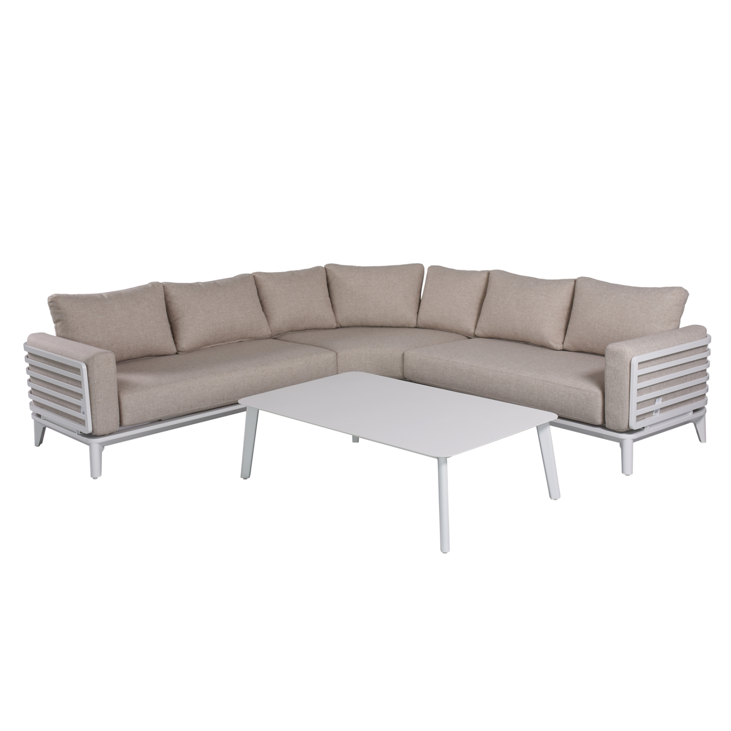 ΣΕΤ ΣΑΛΟΝΙ ΕΞ.ΧΩΡΟΥ 4ΤΜΧ ORION CORNER SM6191.02 ΛΕΥΚΟ ΑΛΟΥΜINIO & ΜΠΕΖ OLEFIN