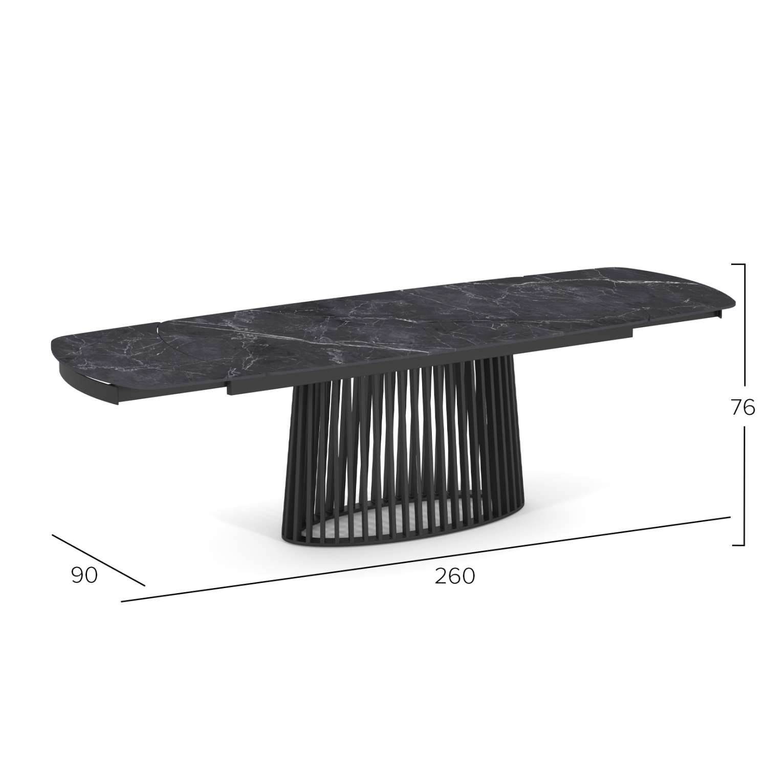 ΤΡΑΠΕΖΙ ΤΡΑΠΕΖΑΡΙΑΣ ΕΠΕΚΤΕΙΝΟΜΕΝΟ MEMNON SM18098 ΚΕΡΑΜΙΚΟ TOP-ΜΕΤΑΛΛΟ ΜΑΥΡΟ 180x90x76Υ