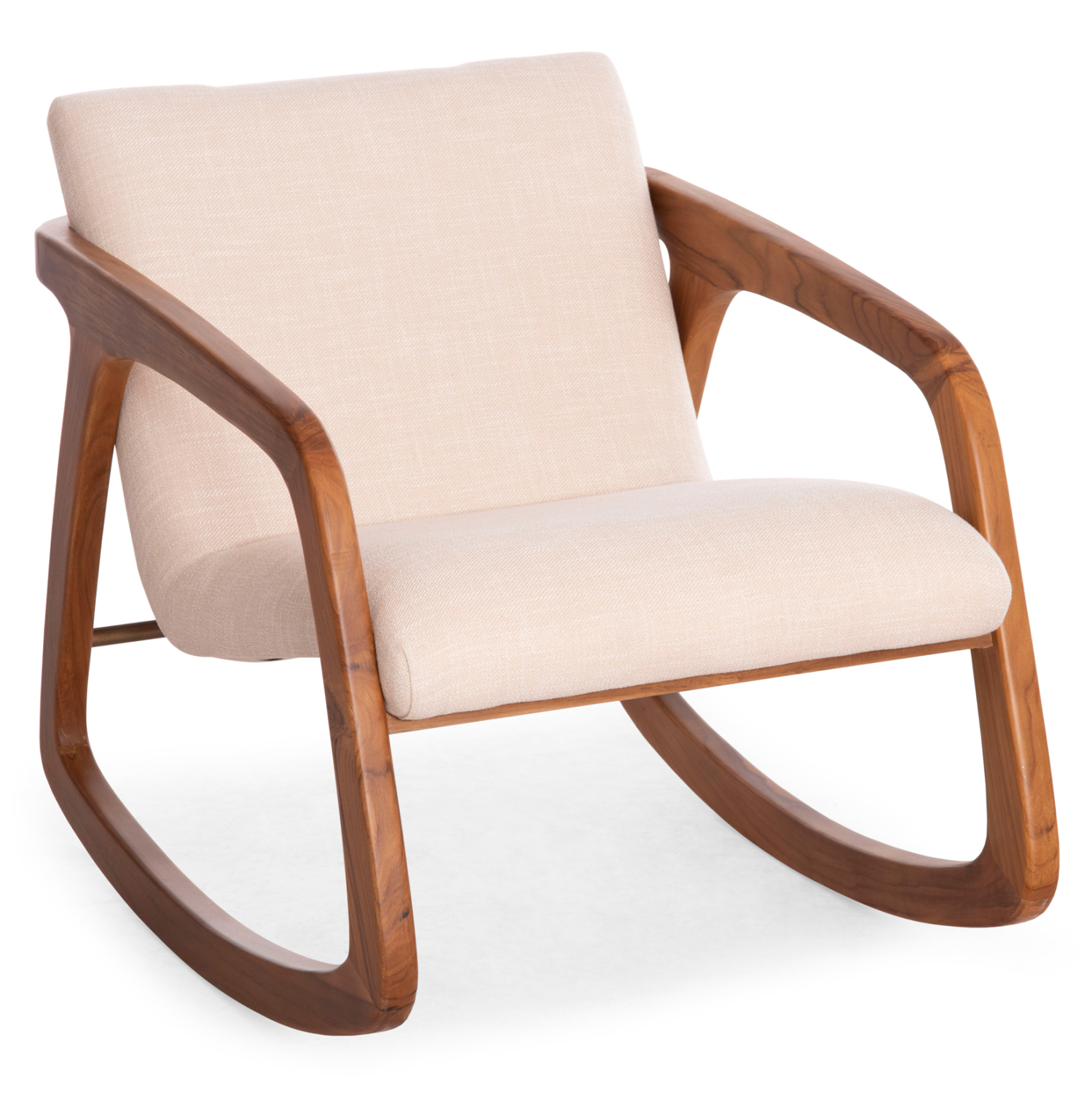 ΠΟΛΥΘΡΟΝΑ ΚΟΥΝΙΣΤΗ ROCKER SM9965 ΞΥΛΟ TEAK ΦΥΣΙΚΟ-ΥΠΟΛΕΥΚΟ ΥΦΑΣΜΑ 64x81x72Υεκ.