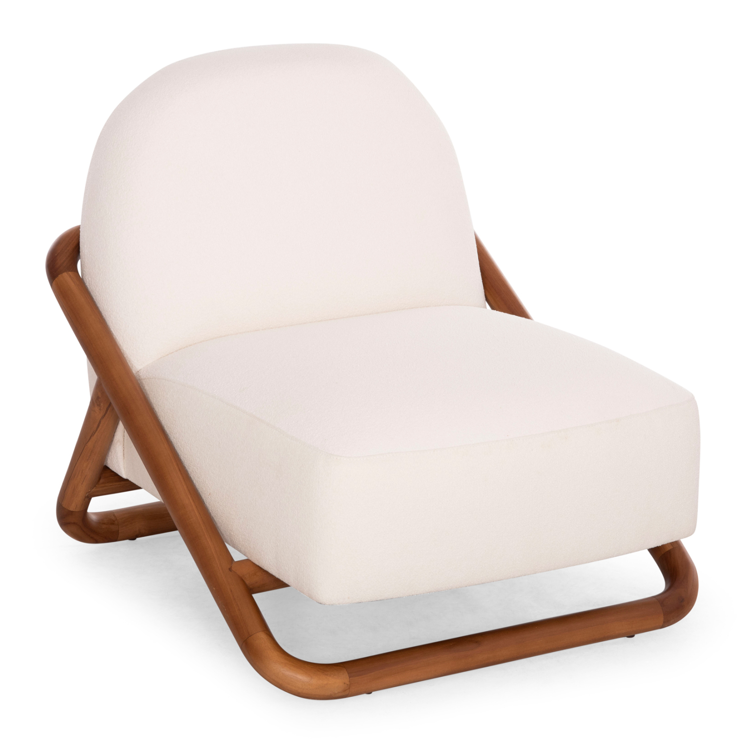 ΠΟΛΥΘΡΟΝΑ LOUNGE RAMROD SM9967 ΞΥΛΟ TEAK ΦΥΣΙΚΟ-ΕΚΡΟΥ ΜΠΟΥΚΛΕ 76x84x51-77,5Υεκ.