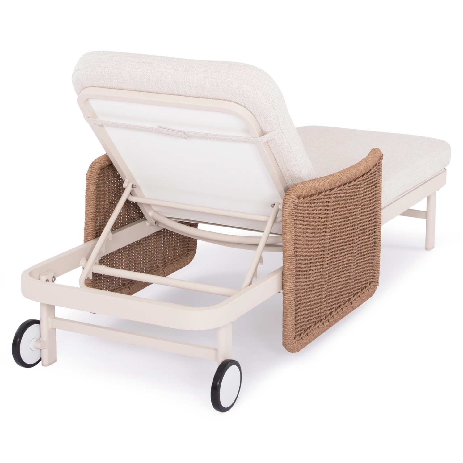 ΞΑΠΛΩΣΤΡΑ ΣΕΙΡΑ DESTINY SM6182 ΑΛΟΥΜΙΝΙΟ ΕΚΡΟΥ-ΜΠΕΖ WICKER & ΜΑΞΙΛΑΡΙΑ 205,5x86x58-104Υεκ.
