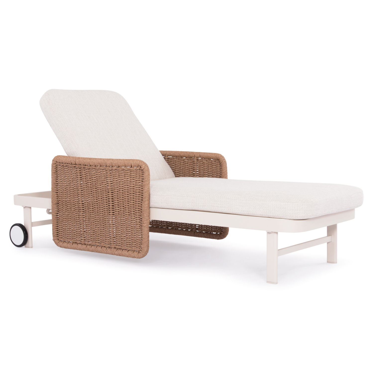 ΞΑΠΛΩΣΤΡΑ ΣΕΙΡΑ DESTINY SM6182 ΑΛΟΥΜΙΝΙΟ ΕΚΡΟΥ-ΜΠΕΖ WICKER & ΜΑΞΙΛΑΡΙΑ 205,5x86x58-104Υεκ.