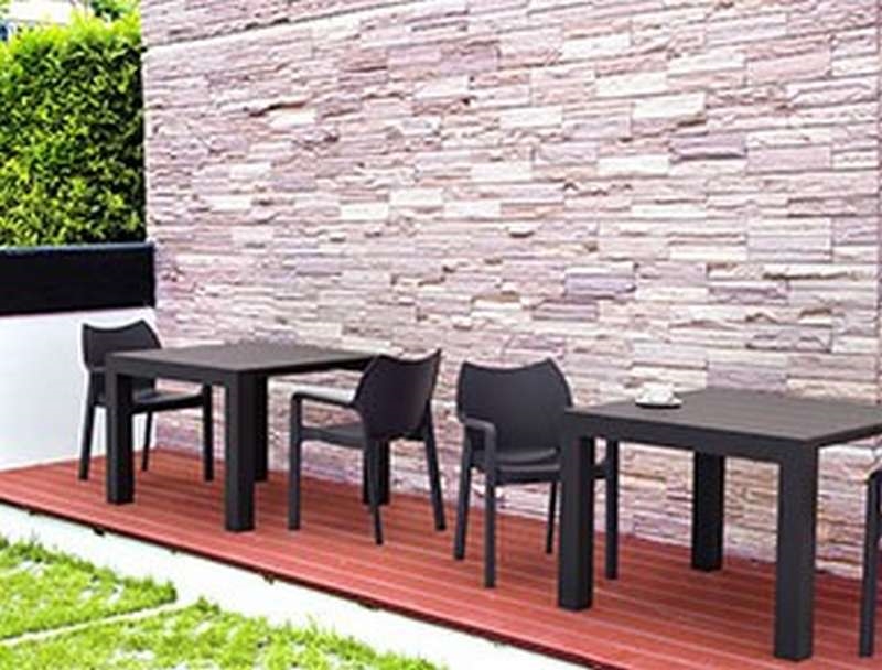 VEGAS DARK GREY 100X100/140Χ75εκ. ΕΠΕΚΤ. ΤΡΑΠΕΖΙ ΠΟΛ/ΝΙΟΥ
