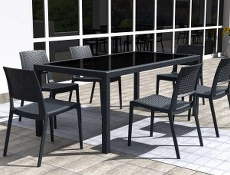TAHITI DARK GREY 180Χ94Χ75εκ. ΤΡΑΠΕΖΙ ΜΕ ΤΖΑΜΙ ΠΟΛ/ΝΙΟΥ