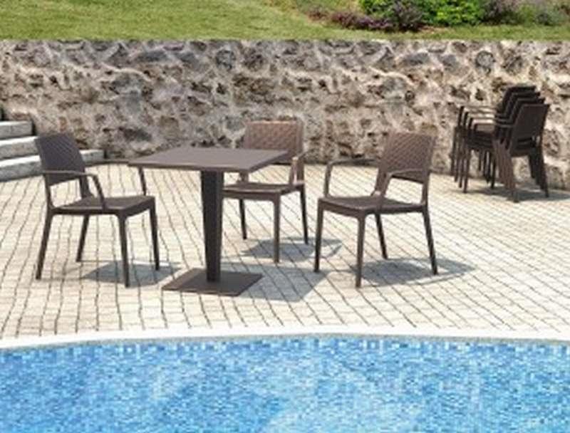 RIVA ΤΡΑΠΕΖΙ 70Χ70Χ74εκ. BROWN/BEPZAΛIT ΠΟΛ/ΝΙΟΥ