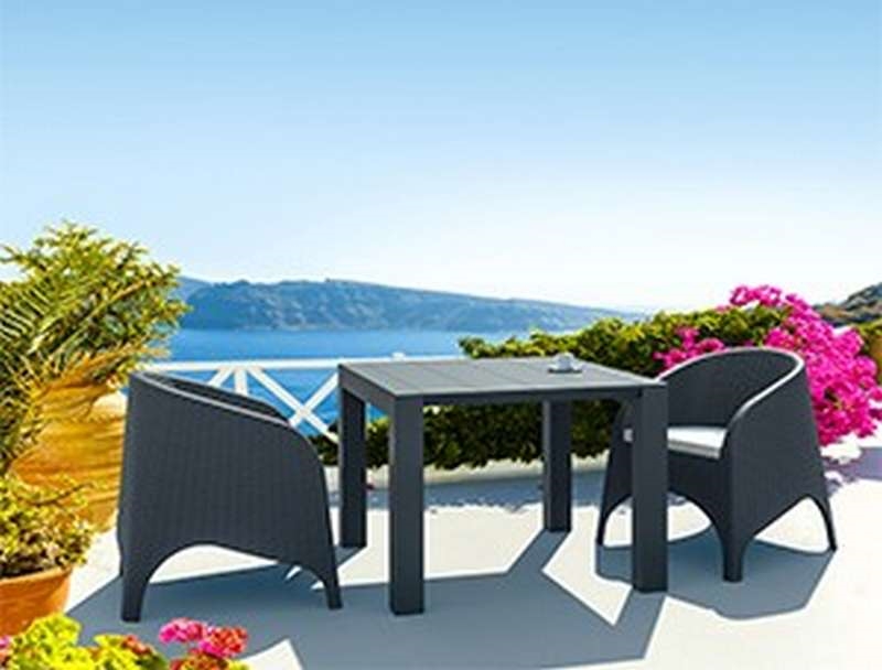 VEGAS RATTAN DARK GREY 100X100/140Χ75εκ. ΕΠΕΚΤ.ΤΡΑΠΕΖΙ