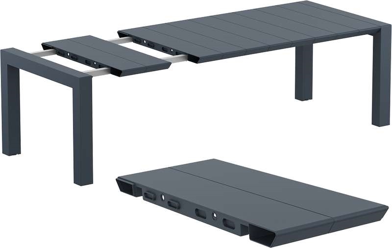 VEGAS RATTAN DARK GREY 100X180/220Χ75εκ. ΕΠΕΚΤ.ΤΡΑΠΕΖΙ