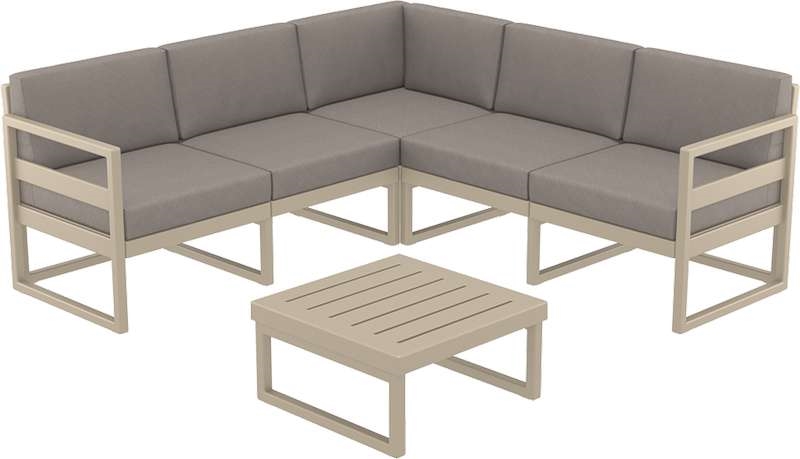 MYKONOS ΓΩΝΙΑ SET TAUPE ΜΕ ΜΑΞΙΛΑΡΙΑ ΠΟΛ/ΝΙΟΥ (+ΤΡΑΠ.65εκ.)