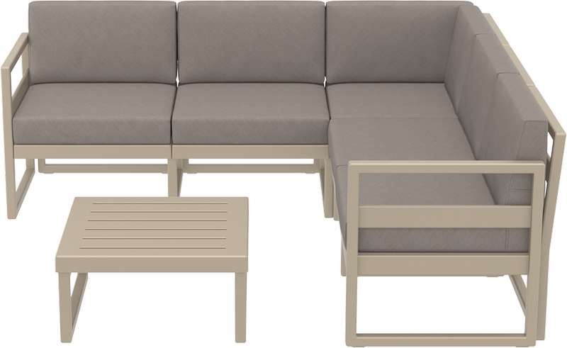MYKONOS ΓΩΝΙΑ SET TAUPE ΜΕ ΜΑΞΙΛΑΡΙΑ ΠΟΛ/ΝΙΟΥ (+ΤΡΑΠ.65εκ.)