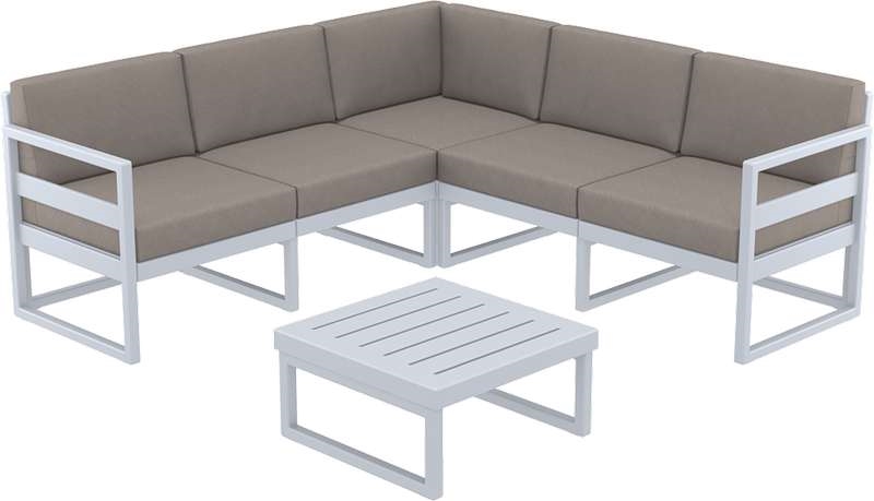 MYKONOS ΓΩΝΙΑ SET SILVER GREY ΜΕ ΜΑΞΙΛΑΡΙΑ ΠΟΛ/ΝΙΟΥ (+ΤΡΑΠ.65εκ.)