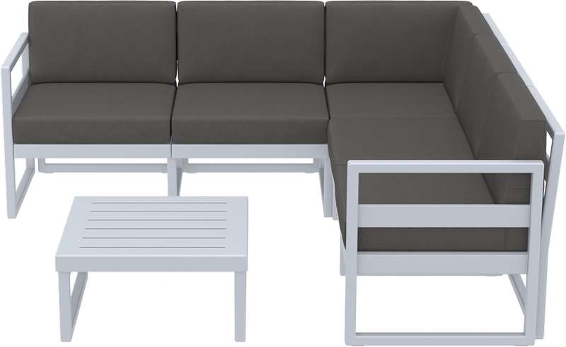 MYKONOS ΓΩΝΙΑ SET SILVER GREY ΜΕ ΜΑΞΙΛΑΡΙΑ ΠΟΛ/ΝΙΟΥ (+ΤΡΑΠ.65εκ.)