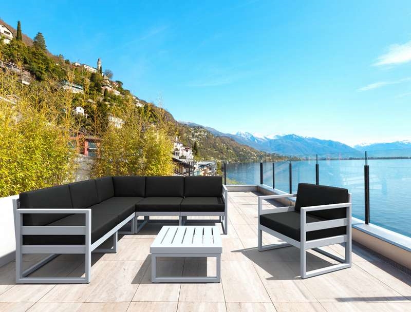 MYKONOS ΓΩΝΙΑ SET SILVER GREY ΜΕ ΜΑΞΙΛΑΡΙΑ ΠΟΛ/ΝΙΟΥ (+ΤΡΑΠ.65εκ.)