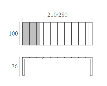 ATLANTIC WHITE 100X210/280Χ76εκ. ΕΠΕΚΤ.ΤΡΑΠΕΖΙ ΠΟΛ/ΝΙΟΥ