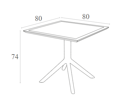 SKY WHITE 80X80X74εκ. ΤΡΑΠΕΖΙ ΠΟΛ/ΝΙΟΥ