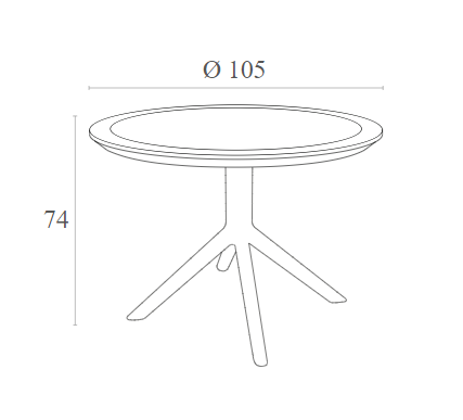 SKY WHITE Φ105X74εκ. ΤΡΑΠΕΖΙ ΠΟΛ/ΝΙΟΥ