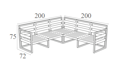 MYKONOS ΓΩΝΙΑ SET SILVER GREY ΜΕ ΜΑΞΙΛΑΡΙΑ ΠΟΛ/ΝΙΟΥ (+ΤΡΑΠ.65εκ.)