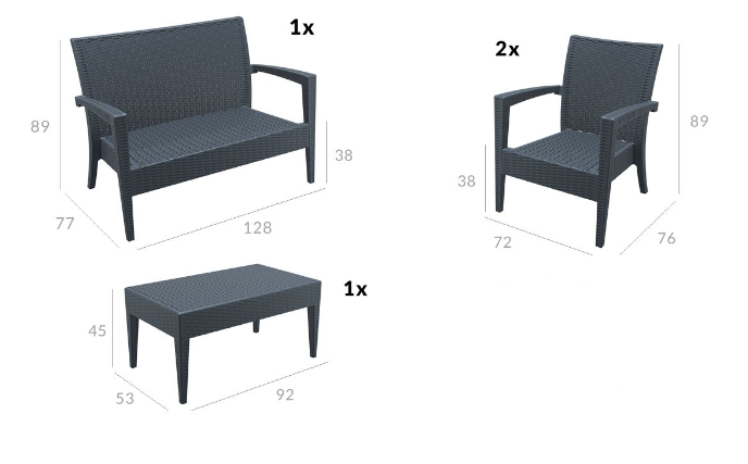 MIAMI ΣΕΤ DARK GREY(2ΠΟ+1ΚΑ+ΤΡΑΠ92Χ53+ΜΑ ΠΟΛ/ΝΙΟΥ