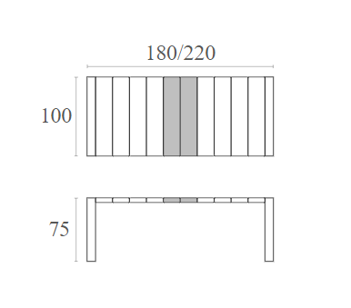 VEGAS WHITE 100X180/220Χ75εκ. ΕΠΕΚΤ.ΤΡΑΠΕΖΙ ΠΟΛ/ΝΙΟΥ