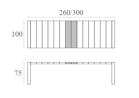 VEGAS DARK GREY 100X260/300Χ75εκ. ΕΠΕΚΤ.ΤΡΑΠΕΖΙ ΠΟΛ/ΝΙΟΥ