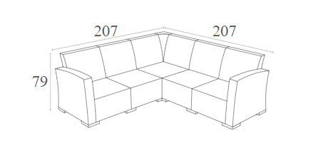 MONACO WHITE ΓΩΝΙΑ 207Χ207Χ79εκ. ΠΟΛ/ΝΙΟΥ