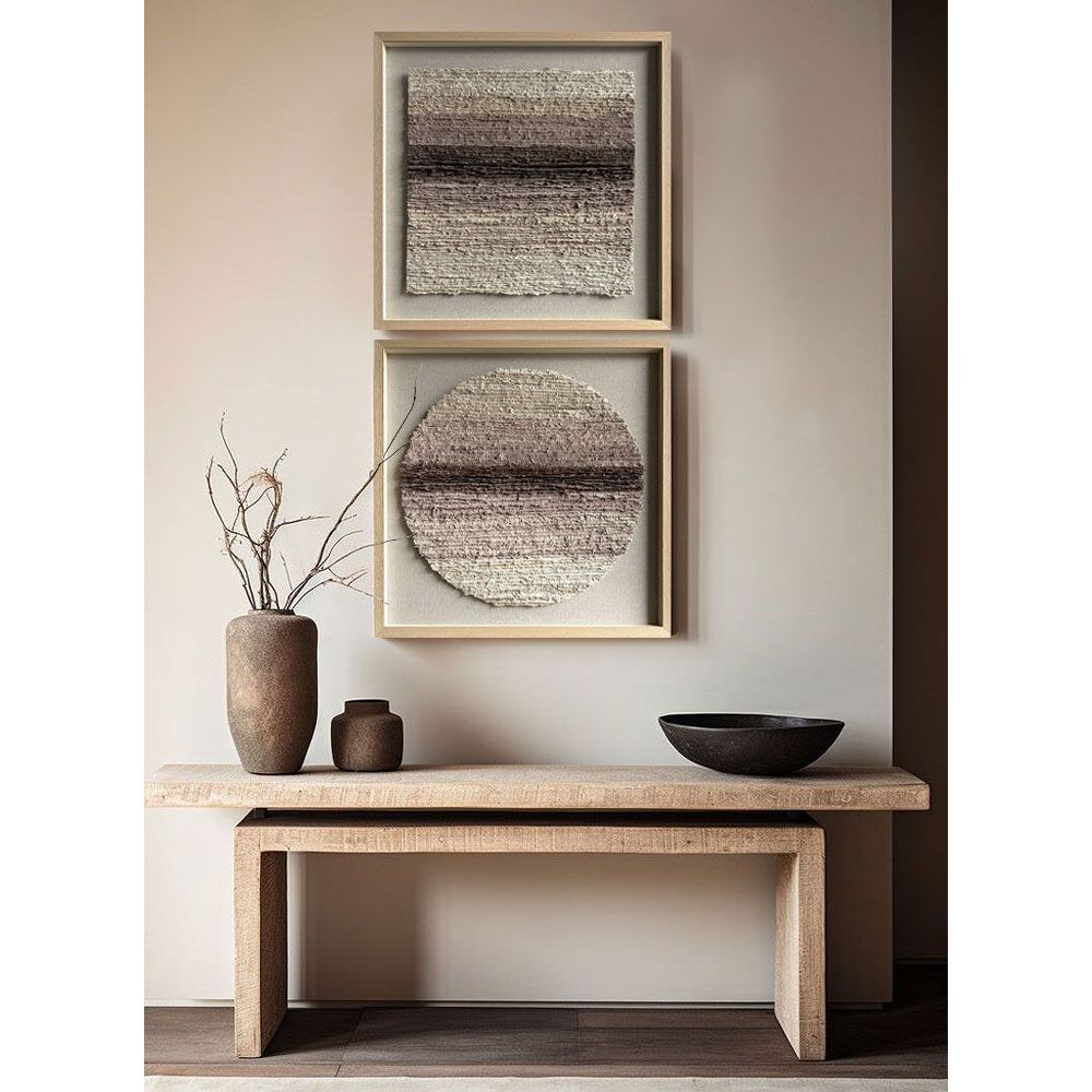 EARTHSCAPE ROUND ΠΙΝΑΚΑΣ ΔΙΑΚΟΣΜΗΣΗΣ 80x80x4 ΧΑΡΤΙ ΜΠΕΖ ΚΑΦΕ ΓΥΑΛΙ ΦΥΣΙΚΟ
