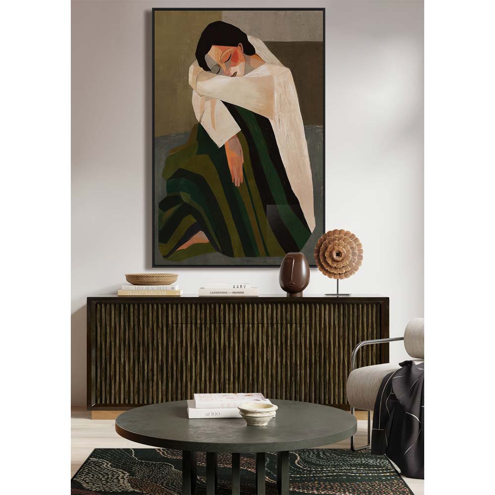 SILENT REFLECTION ΠΙΝΑΚΑΣ ΔΙΑΚΟΣΜΗΤΙΚΟΣ ΜΕ ΚΟΡΝΙΖΑ 80x120x4 ΚΑΜΒΑΣ ΚΑΦΕ ΜΠΕΖ PP ΠΡΑΣΙΝΟ