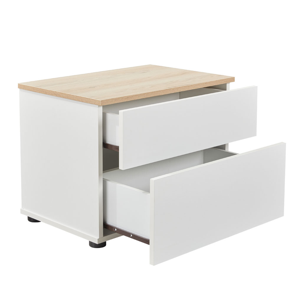 LUCIDO ΚΟΜΟΔΙΝΟ 2ΣΥΡΤΑΡΙΑ ΛΕΥΚΟ OAK ΦΥΣΙΚΟ 58x39x44.5