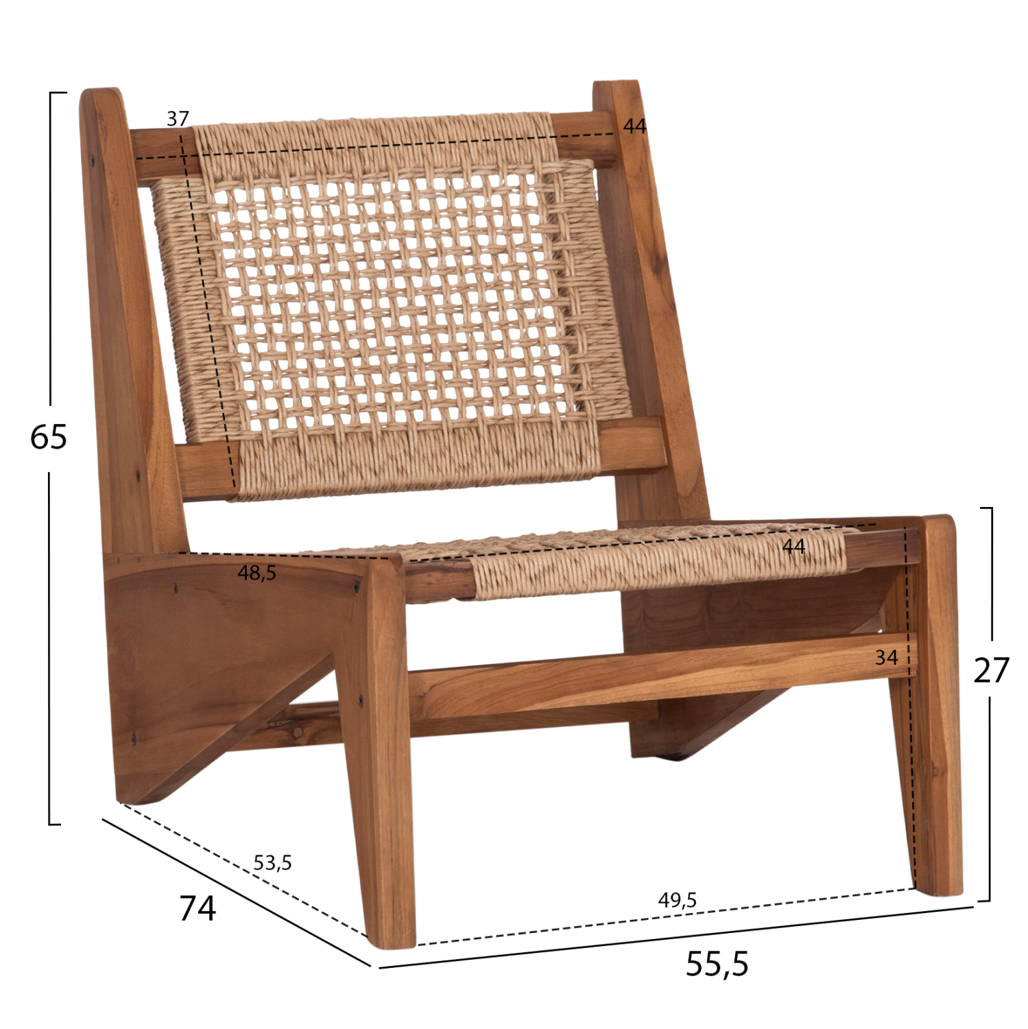 ΚΑΡΕΚΛΑ LOUNGE LUKILLA HM9913 ΞΥΛΟ TEAK ΣΕ ΦΥΣΙΚΟ–ΣΥΝΘ.ΣΧΟΙΝΙ ΜΠΕΖ 55,5x74x65Υεκ.