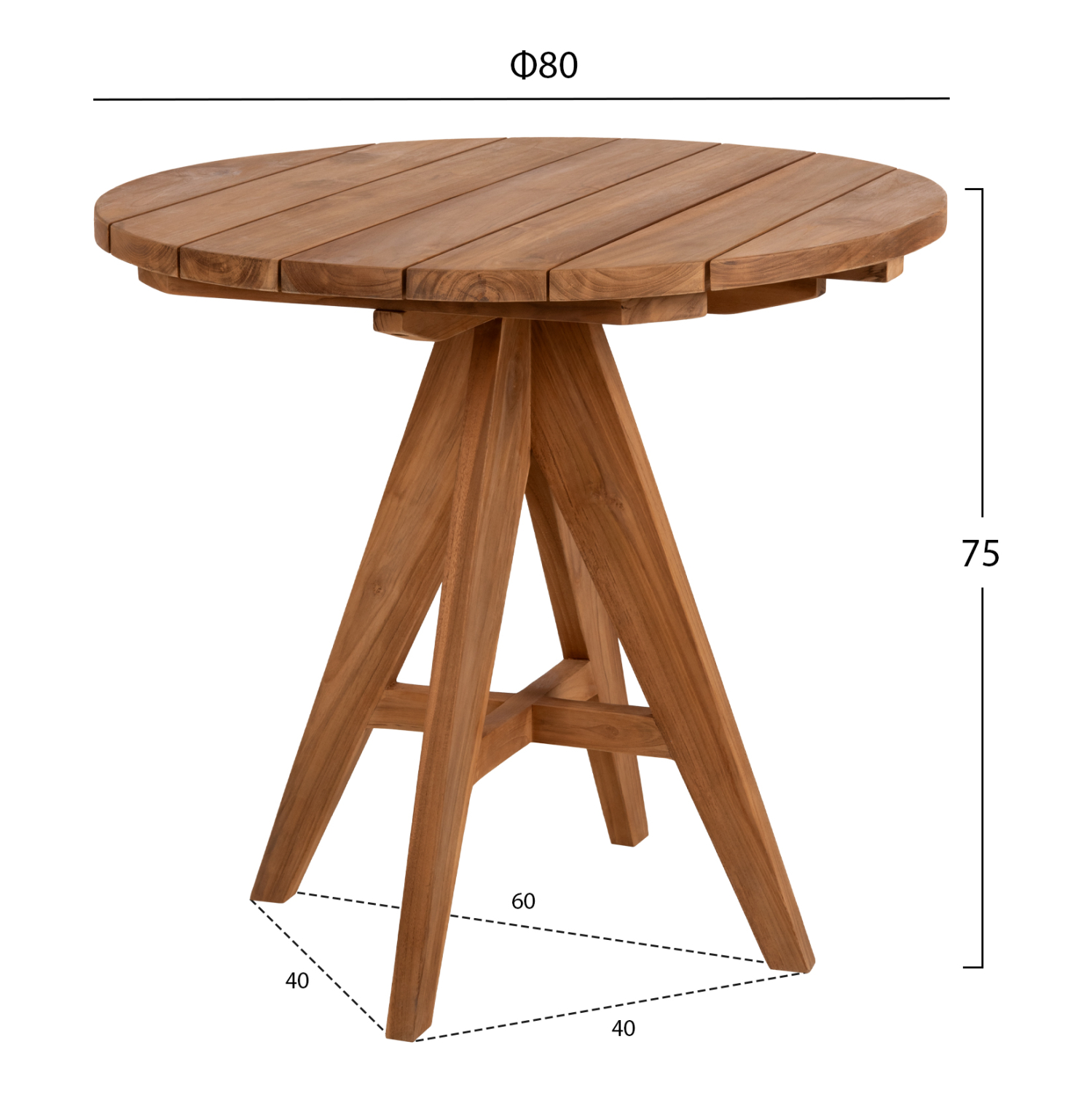 ΤΡΑΠΕΖΙ LEO HM9623.11 ΣΤΡΟΓΓΥΛΟ ΜΑΣΙΦ ΞΥΛΟ ΤΕΑΚ Φ80×75Υεκ.