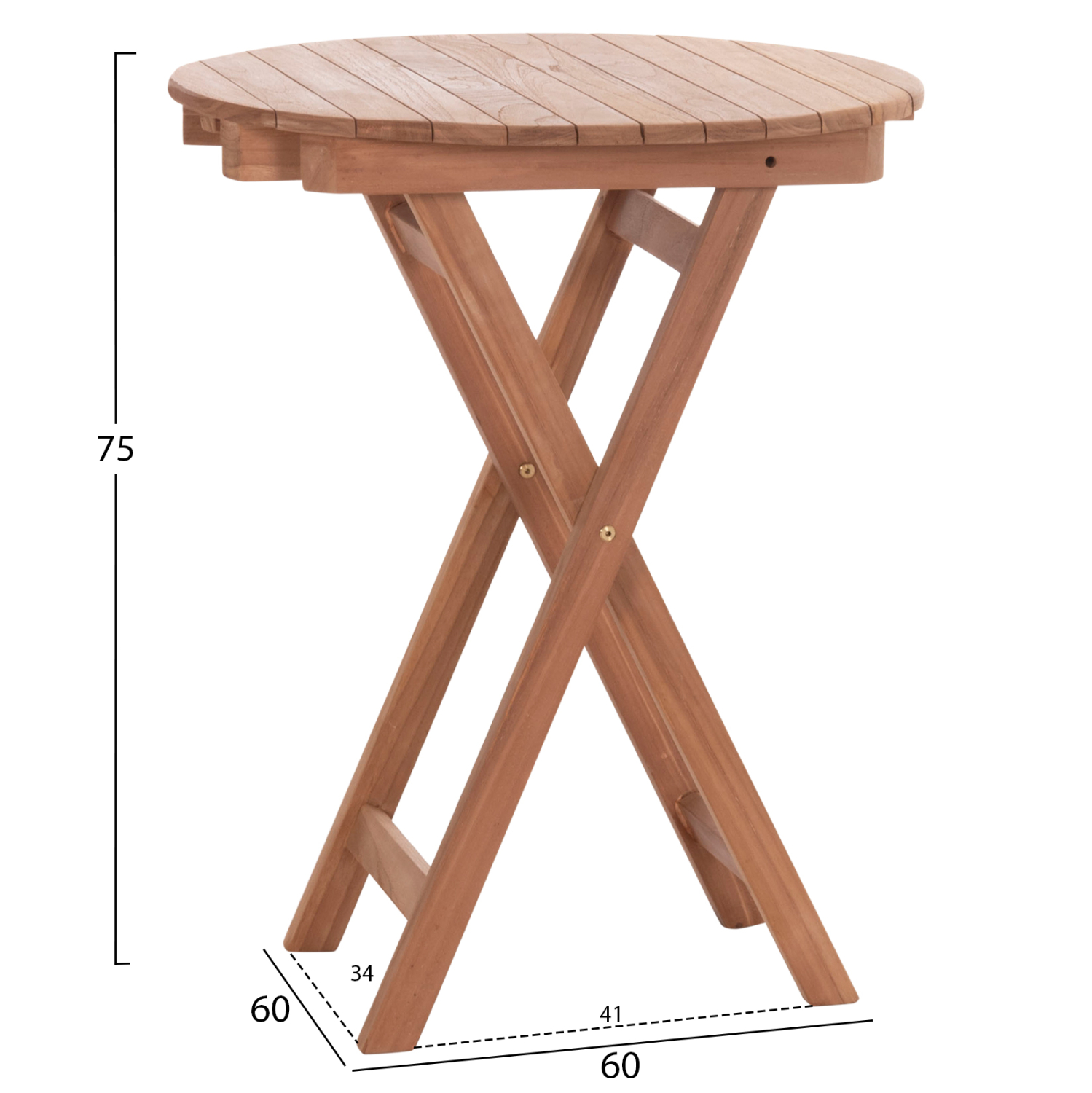 ΤΡΑΠΕΖΙ ΣΚΗΝΟΘΕΤΗ ΣΤΡΟΓΓΥΛΟ HEIDEL HM18120 ΞΥΛΟ TEAK–ΦΥΣΙΚΟ Φ60×75Υεκ.