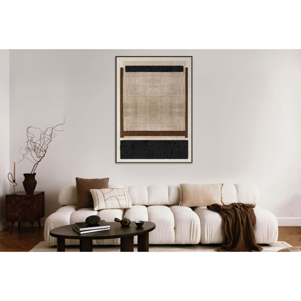 SQUARE ΠΙΝΑΚΑΣ ΔΙΑΚΟΣΜΗΤΙΚΟΣ ΜΕ ΚΟΡΝΙΖΑ 80x120x4.3 ΚΑΜΒΑΣ ΜΠΕΖ ΜΑΥΡΟ ΚΑΦΕ PS