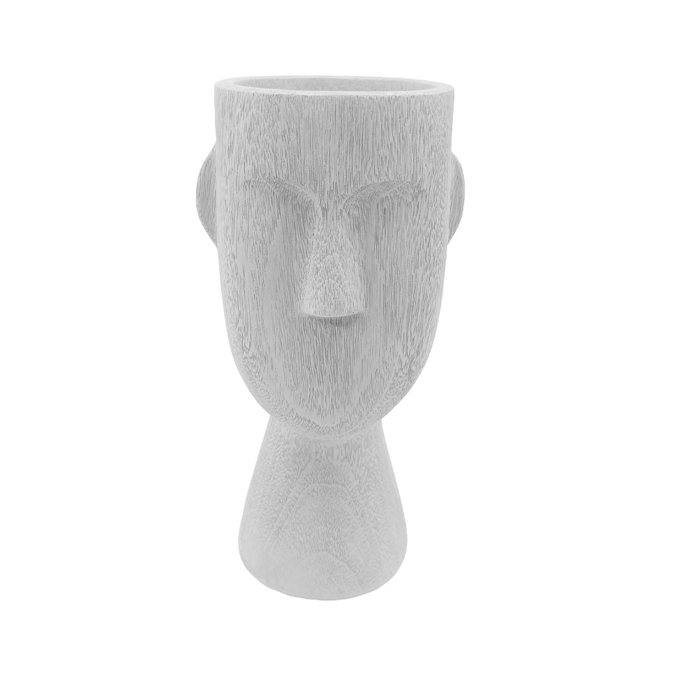 POLYFACE ΒΑΖΟ 20.5×6.8x19cm POLYRESIN ΑΣΠΡΟ