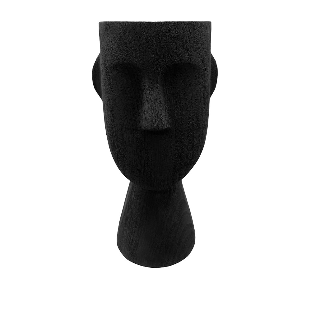POLYFACE ΒΑΖΟ 26×7.8x25cm POLYRESIN ΜΑΥΡΟ
