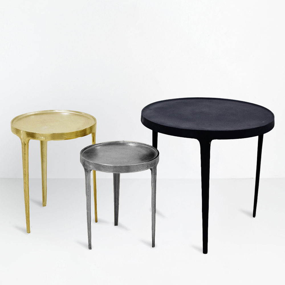 INK SIDE TABLE SET 3ΤΕΜ ΜΑΥΡΟ BRASS NICKEL 64.5×64.5x61cm