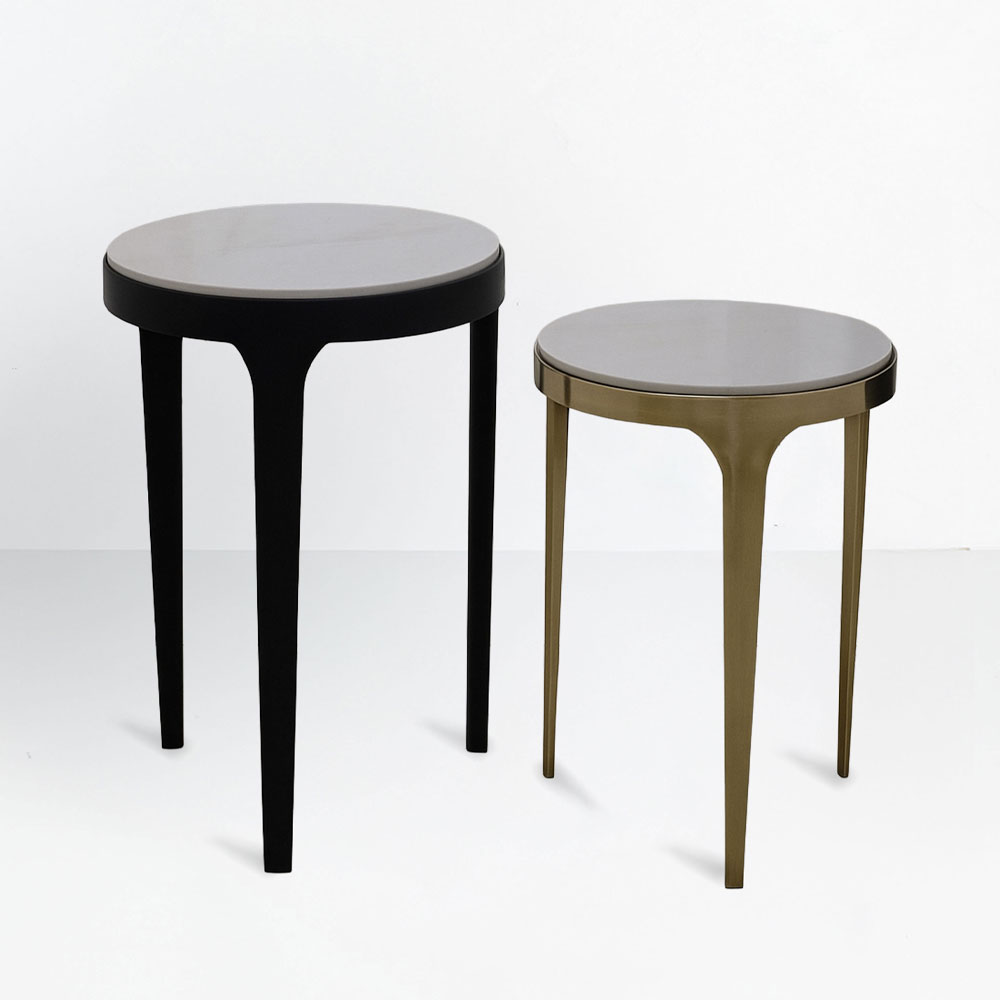 STICKS SIDE TABLE SET 2ΤΕΜ ΛΕΥΚΟ ΜΑΥΡΟ ΧΡΥΣΟ 37x37x54.5cm