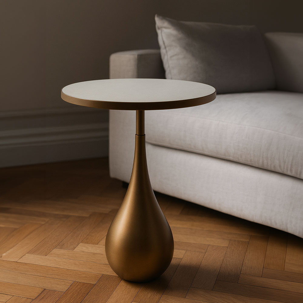 SEAL M SIDE TABLE ΜΕ ΚΑΘΡΕΠΤΗ BROWN GOLD 37.5×37.5×54