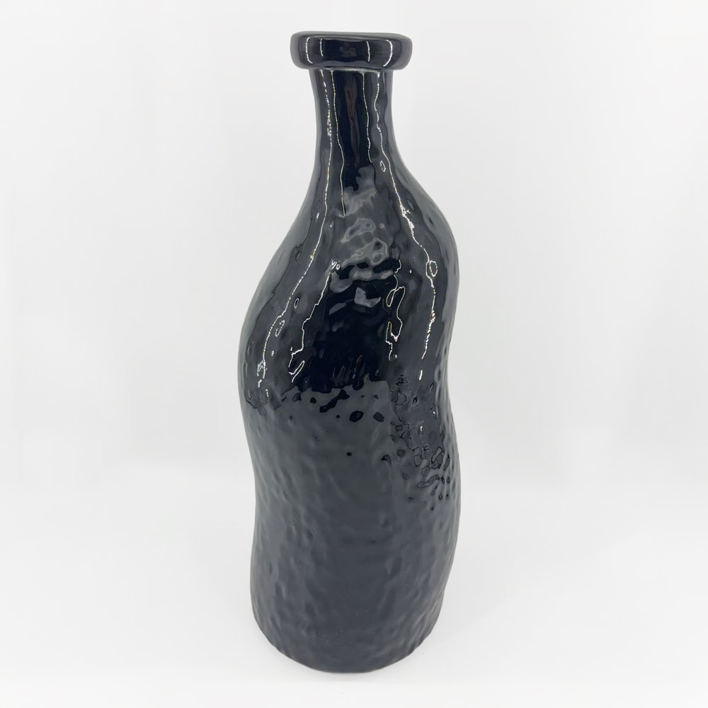 ROMAIN ΒΑΖΟ 15.5×15.5x40cm ΓΥΑΛΙ ΜΑΥΡΟ
