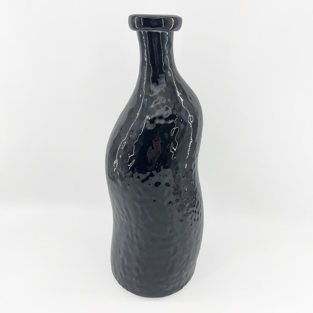 ROMAIN ΒΑΖΟ 15.5×15.5x40cm ΓΥΑΛΙ ΜΑΥΡΟ
