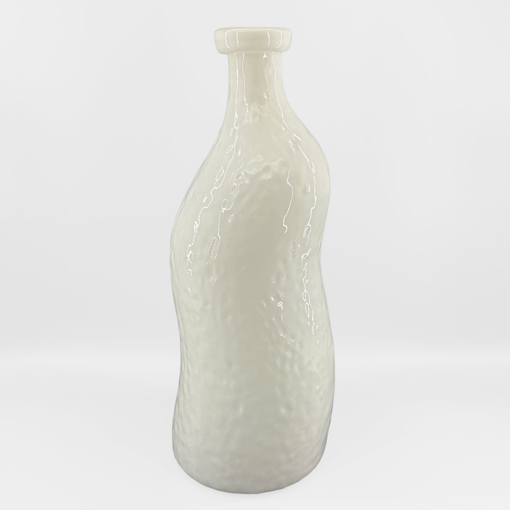 ROMAIN ΒΑΖΟ 15.5×15.5x40cm ΓΥΑΛΙ ΑΣΠΡΟ