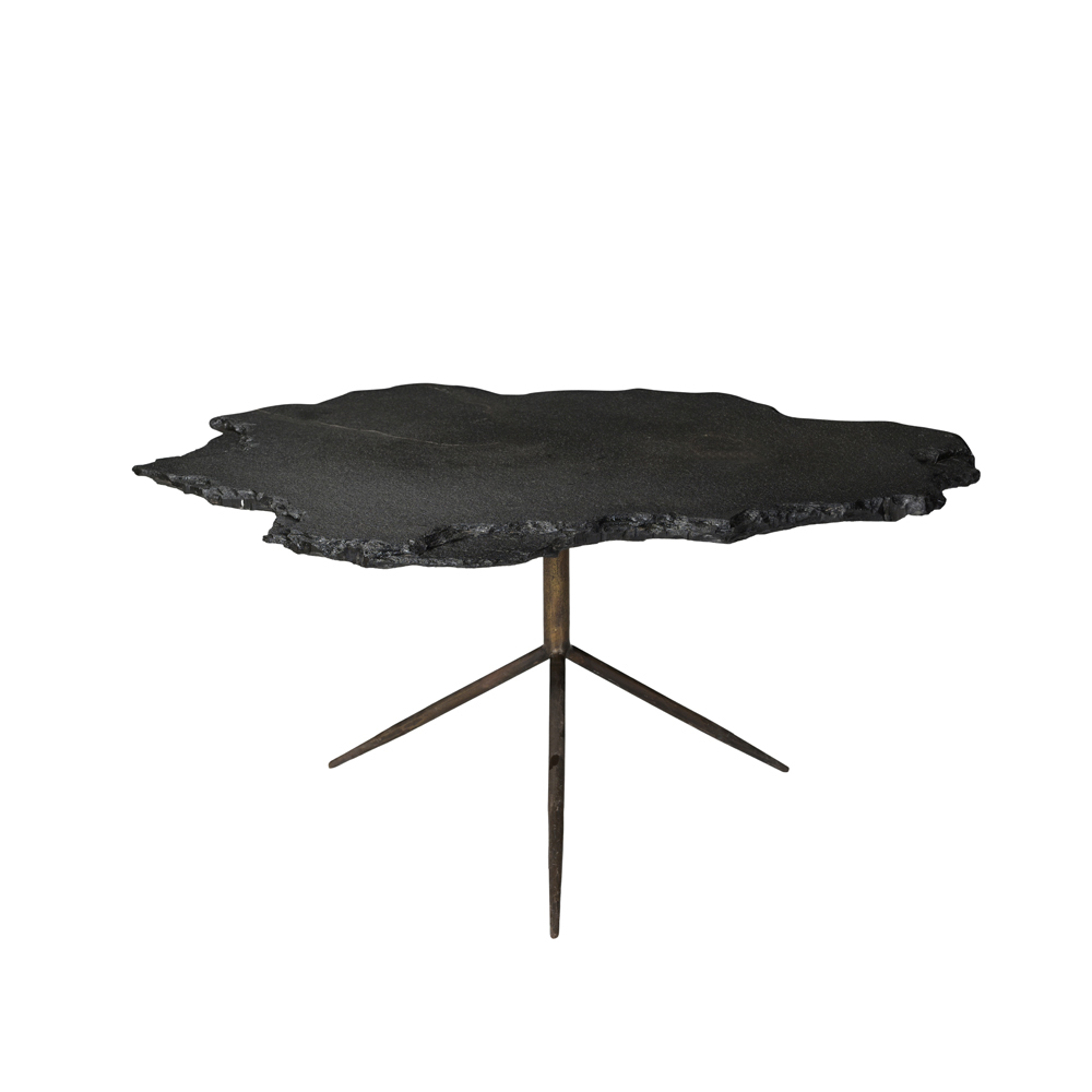 PIEDRA COFFEE TABLE ΓΚΡΙ ΣΚΟΥΡΟ BRASS ANTIQUE 94x82x45