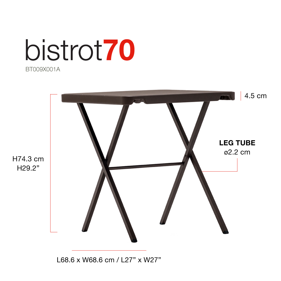 Bistrot 70 – Πτυσσόμενο Τραπέζι Τετράγωνο