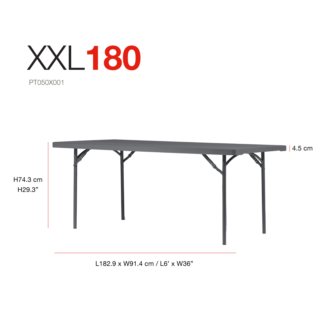 XXL 180 NZC – Πτυσσόμενο Τραπέζι Μακρόστενο