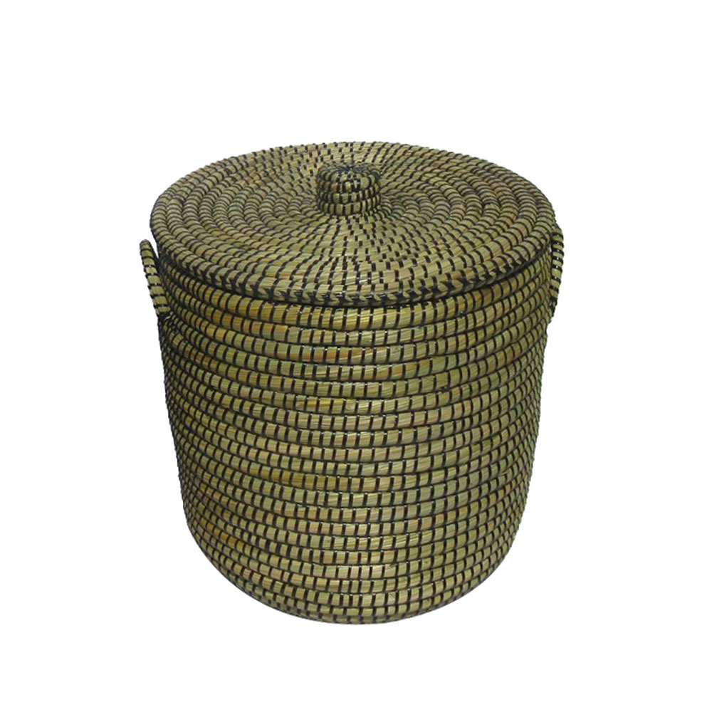 AFRICA ΚΑΛΑΘΙ ΜΕ ΚΑΠΑΚΙ 45x45x50cm KANSGRASS ΦΥΣΙΚΟ ΜΑΥΡΟ PVC