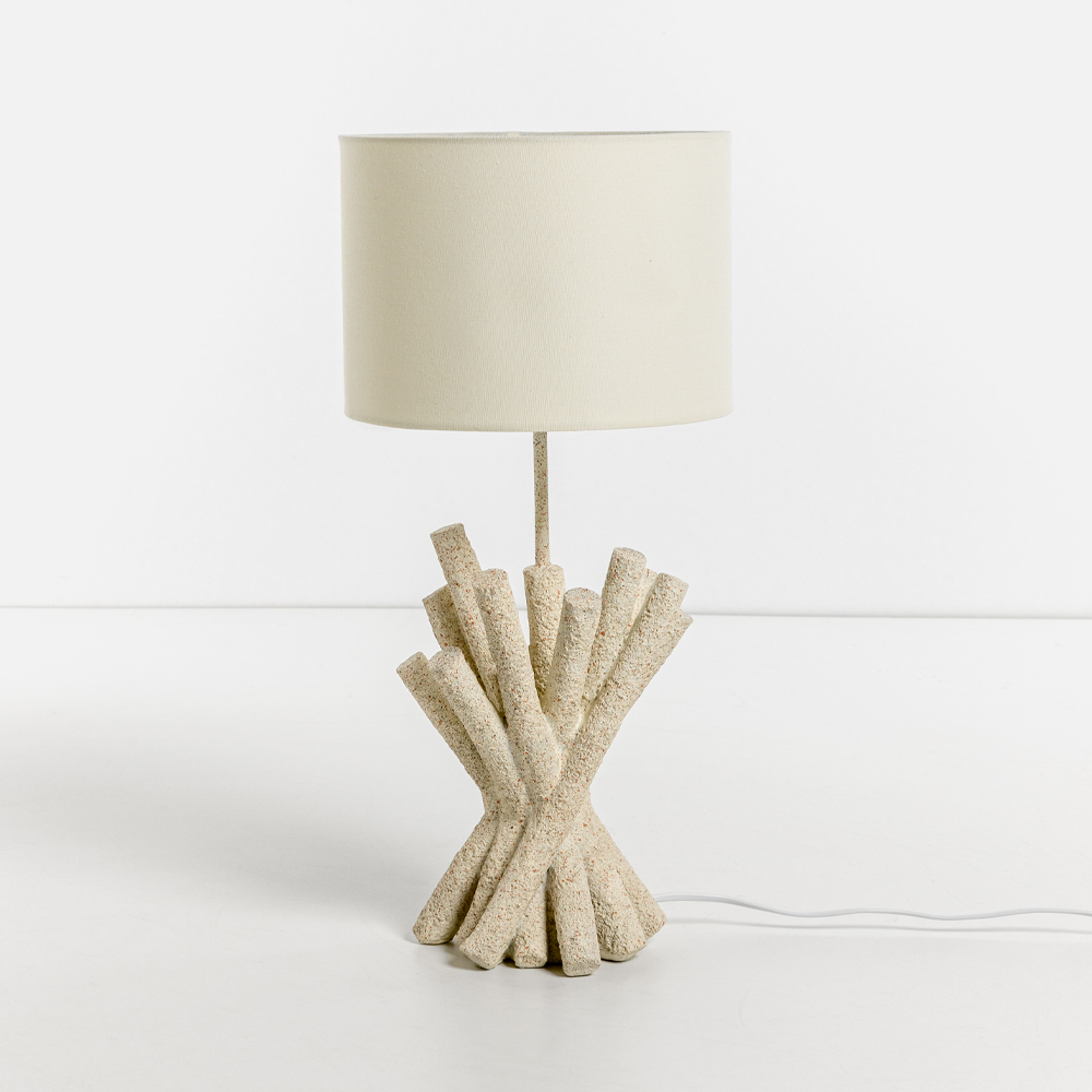WOODLAND ΦΩΤΙΣΤΙΚΟ ΕΠΙΤΡΑΠΕΖΙΟ 26x26x54 POLYRESIN ΛΕΥΚΟ ΥΦΑΣΜΑ OFF WHITE