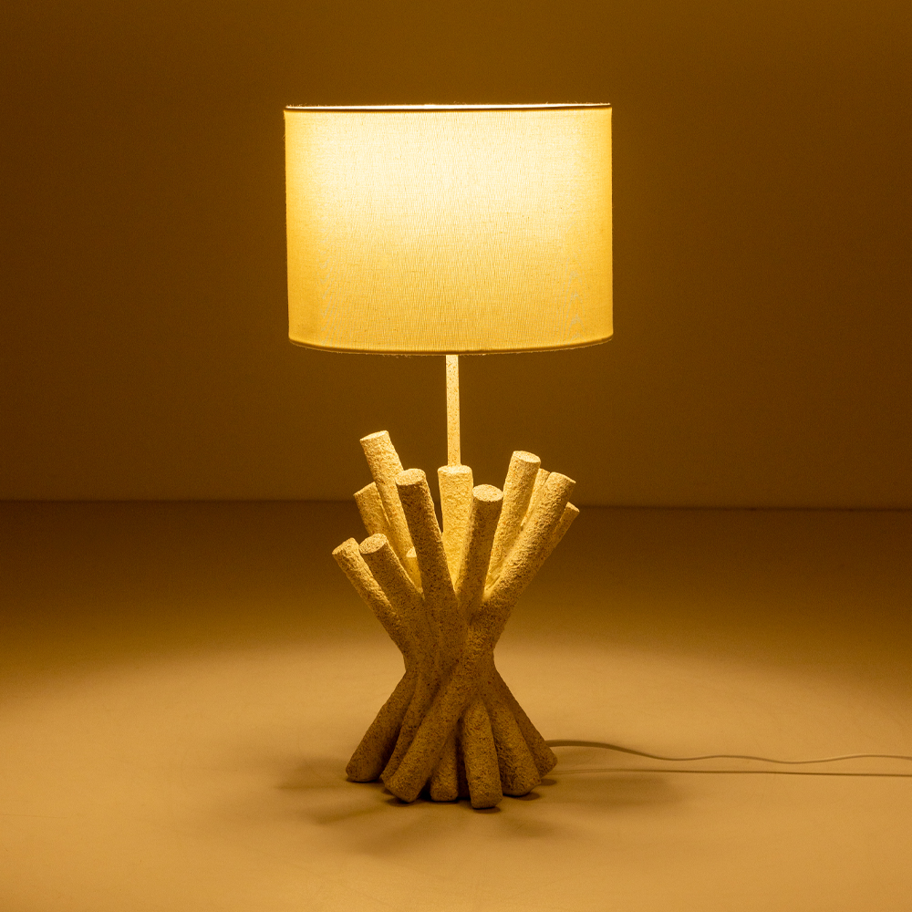 WOODLAND ΦΩΤΙΣΤΙΚΟ ΕΠΙΤΡΑΠΕΖΙΟ 26x26x54 POLYRESIN ΛΕΥΚΟ ΥΦΑΣΜΑ OFF WHITE