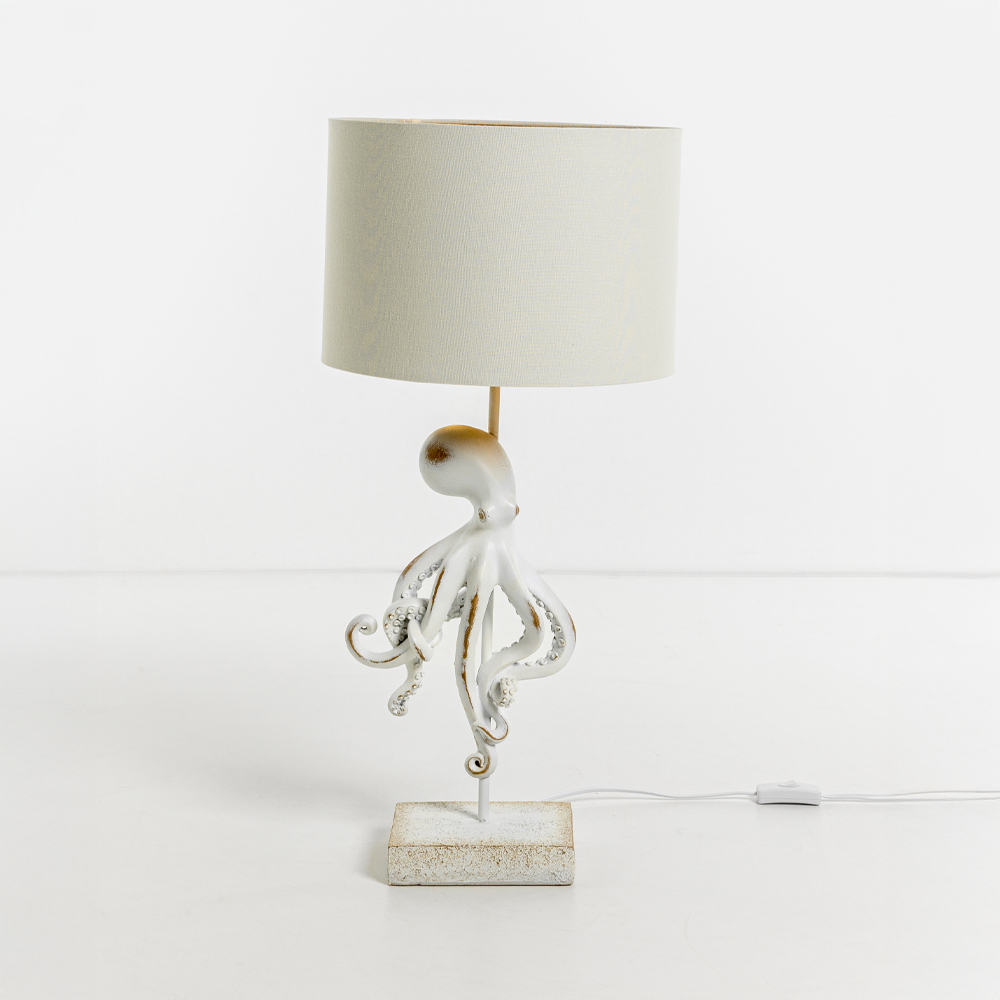OCTOPUS ΦΩΤΙΣΤΙΚΟ ΕΠΙΤΡΑΠΕΖΙΟ 30x30x66 POLYRESIN ΛΕΥΚΟ ΥΦΑΣΜΑ ΓΚΡΙ ΛΕΥΚΟ