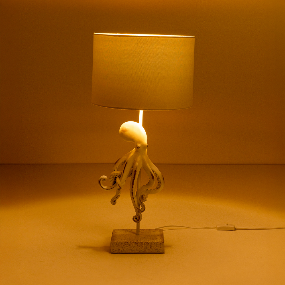 OCTOPUS ΦΩΤΙΣΤΙΚΟ ΕΠΙΤΡΑΠΕΖΙΟ 30x30x66 POLYRESIN ΛΕΥΚΟ ΥΦΑΣΜΑ ΓΚΡΙ ΛΕΥΚΟ