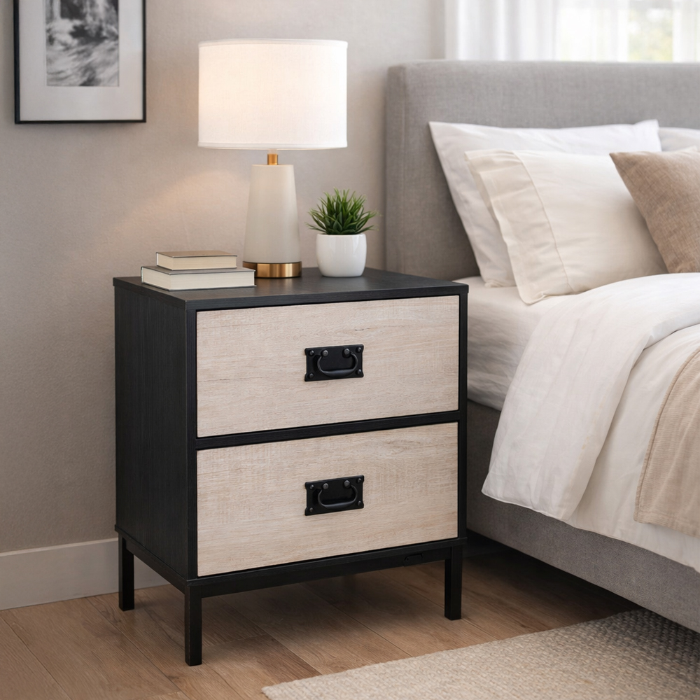 FACTORY ΚΟΜΟΔΙΝΟ 2ΣΥΡΤΑΡΙΑ ΜΑΥΡΟ OAK SONOMA DECAPE 50x35x55