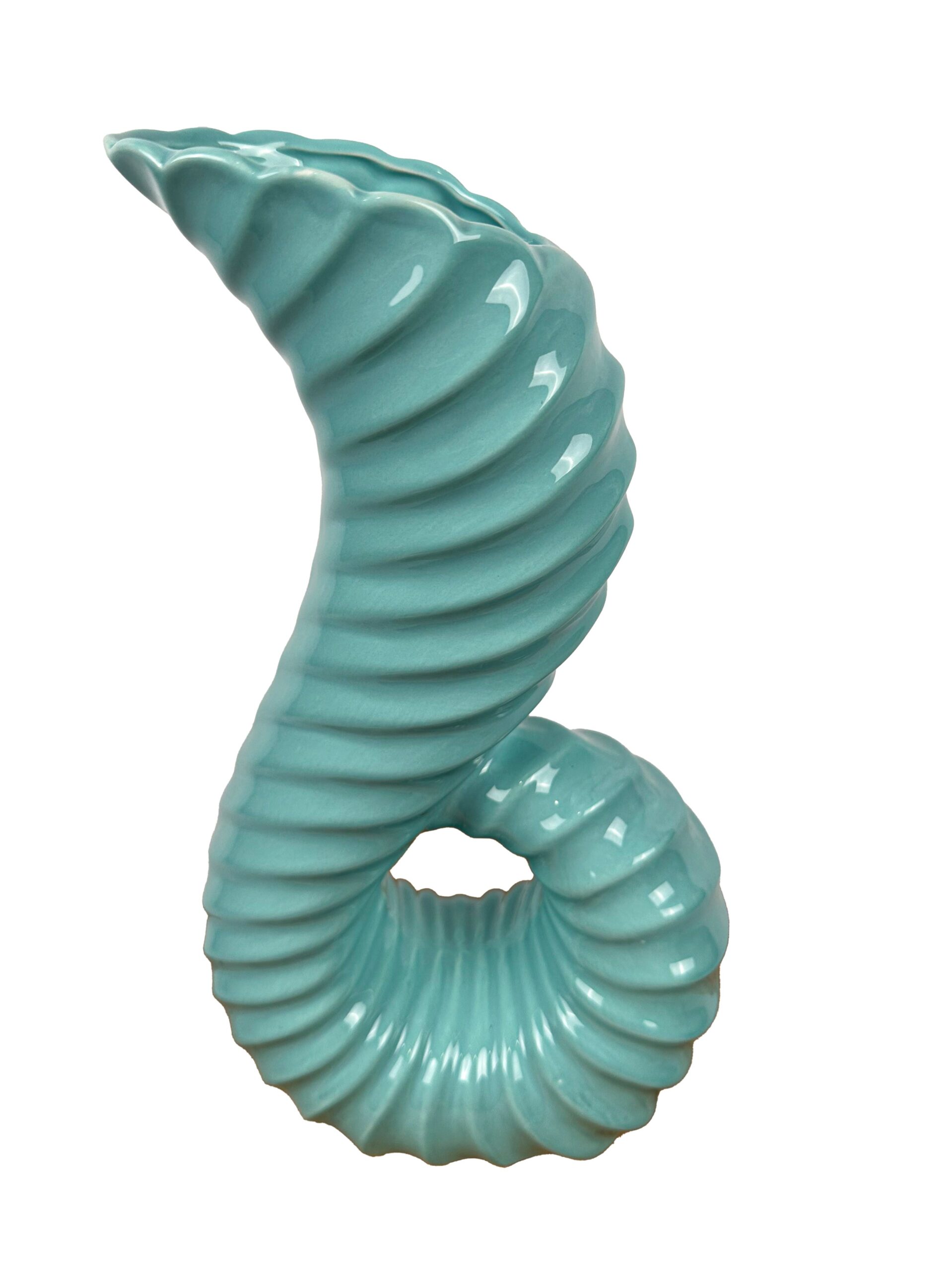 Κεραμικό Βάζο Κοχύλι Η 30 cm Φ 11Χ8 cm Γαλάζιο
