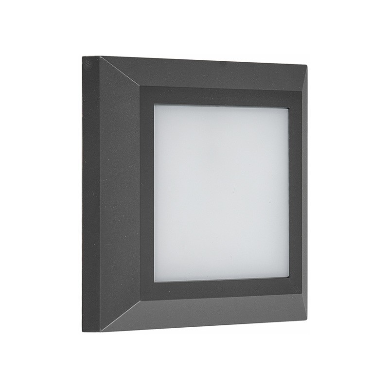 Απλίκα Εξωτερικού Χώρου Squaroo Γκρι Led 3.5W 3cct Σκουρόχρωμο